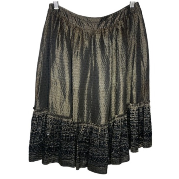 Derek Lam Womens Skirt Size 6 Beaded Hem Gold Black Sequin Embellished with Pock - Picture 1 of 7